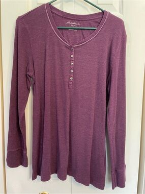 Eddie Bauer Plum Henley Long-Sleeve Top